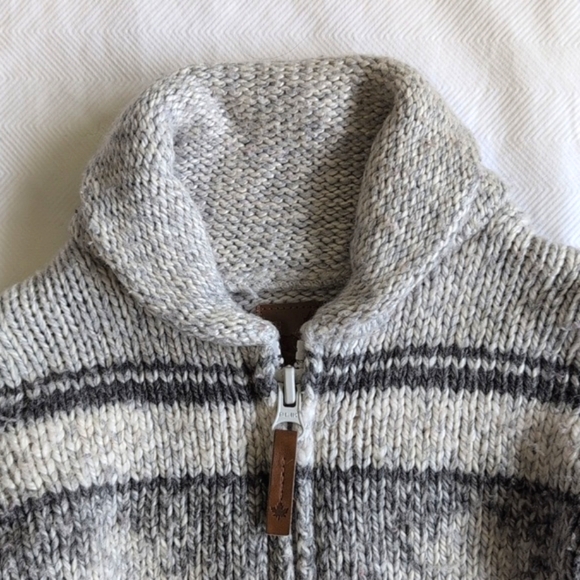 canadiana chunky knit zipper close shawl collar cardigan sweater 0-3 months baby - Picture 2 of 8